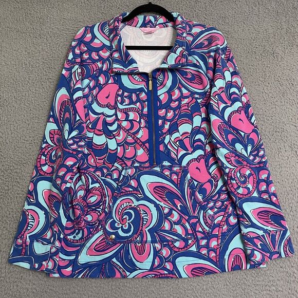 Lilly Pulitzer Jackets & Blazers - Lilly Pulitzer Skipper Popover Weekender Jacket Reel Me Blue Pink Sun Womens L